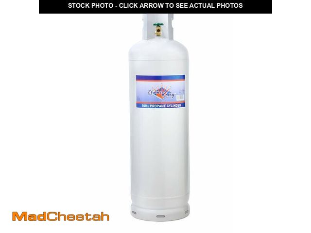Lot 74-12894653 - Flame King 100LB (23 Gal) Steel Propane Tank Cylinder with POL Valve and Collar, Great for Mixed Hea...