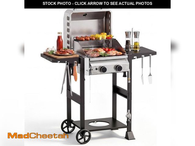 Lot 74-14243066 - R.W.FLAME 2-Burner Stainless Steel Propane Gas Grill with Foldable Side Table, Sliver - UNUSED