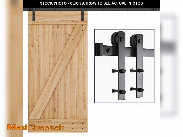 Lot 74-13698365 - SMARTSTANDARD 8ft Barn Door Hardware Kit, Sliding Door Hardware Kit, Smoothly &amp; Quietly - Heavy ...