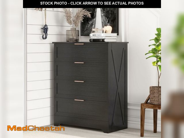 Lot 74-12897813 - FTZxHKLX Modern 4 Drawer Dresser for Bedroom, Tall Bedroom Dresser with Large Drawer &amp; Rose Gold...