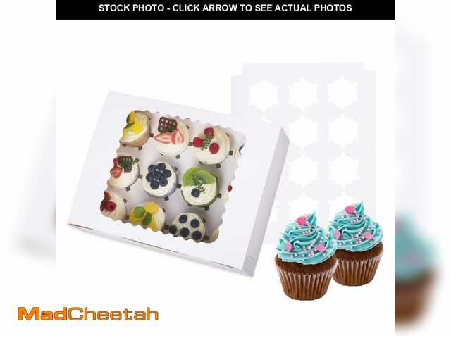 Lot 74-12703055 - LONGTEAM 30-Set Cupcake Boxes Hold 12 Standard Cupcakes, Food Grade Cupcake Holders Bakery Carrier B...
