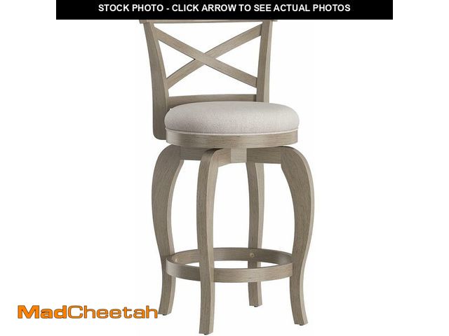 Lot 74-12901956 - Hillsdale Saddlebrook Wood Swivel Counter Height Stool, Aged Greige - UNUSED