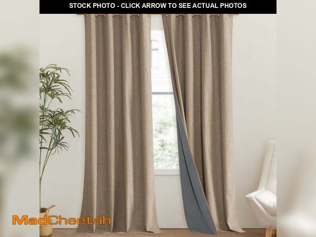Lot 74-13766633 - NICETOWN Linen 100% Blackout Curtains, Full Room Darkening Grommet Thermal Insulated Noise Reducing ...