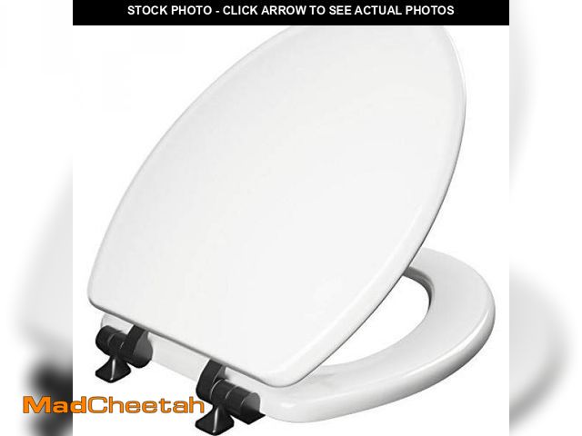 Lot 74-12399943 - Mayfair Bennett Toilet Seat with Matte Black Hinges, Slow Close Wood Seat, Secure Metal Hinges, Easy...