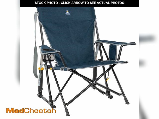 Lot 74-12685552 - GCI Outdoor Kickback Rocker Foldable Rocking Camp Chair, Heathered Indigo - UNUSED
