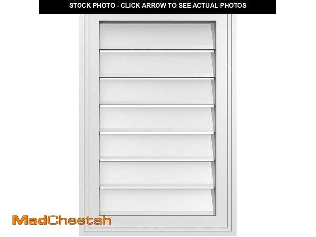 Lot 74-12759807 - 16"W x 24"H Rectangle Surface Mount PVC Gable Vent: Functional, w/ 1-1/2" x 2" Brickmould Frame - UN...