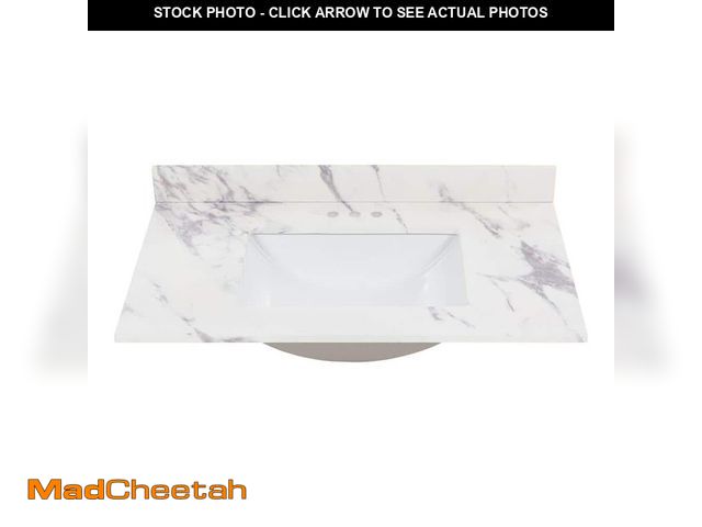 Lot 74-12663443 - Home Decorators Collection 37 in. W x 22 in. D Engineered Stone Composite White Rectangular Undermou...