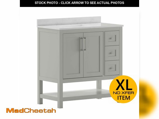 Lot 74-14342641 - Flash Furniture Vega 36 Inch Bathroom Vanity with Sink, Storage Cabinet with Soft Close Doors, Open ...