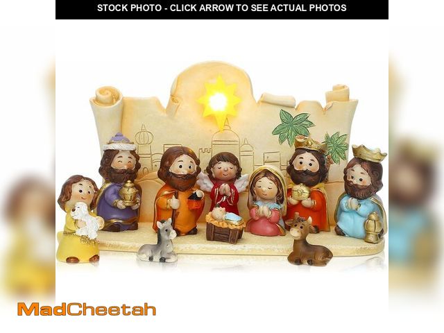 Lot 74-10896012 - 11 Pcs Mini Christmas Nativity Set Little People Nativity Set Nativity Scene with Light Miniature Ma...