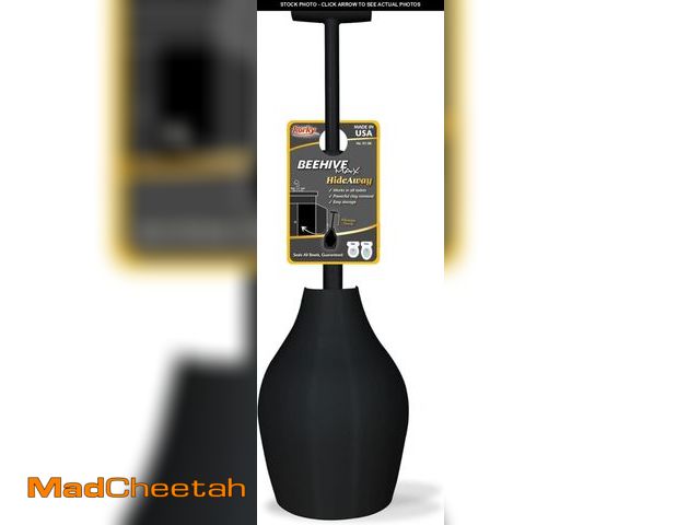 Lot 74-12396778 - Korky BeehiveMAX Hideaway - Heavy Duty Toilet Plunger with Holder in Black - Drip Free Carry-Seals A...