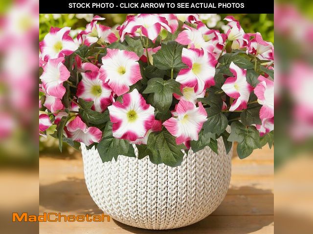 Lot 74-14302140 - SIECCY Artificial Flowers for Outdoors, Faux Petunias Spring Summer Decoration, Fake Flowers Plants ...