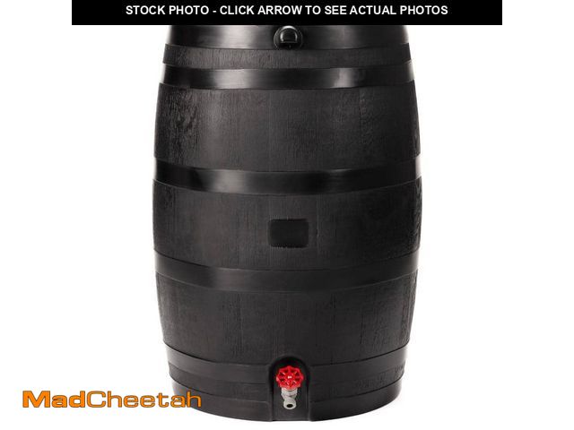 Lot 74-14605531 - RTS Home Accents 50 Gal. Rain Barrel in Black with Plastic Spigot 551000300A8081 - UNUSED