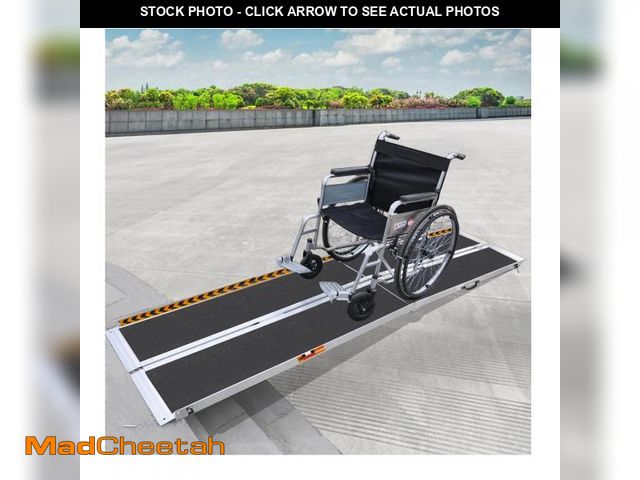 Lot 74-12105564 - FACHNUO 10 Feet Portable Wheelchair Ramp, Non-Skid Aluminum Handicap Ramps with Handle, Folding Thre...