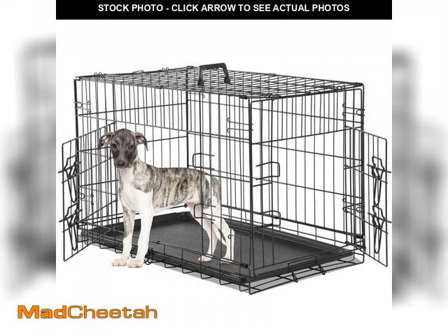 Lot 74-12155461 - CONCETTA 30 inch Double-Door Folding Dog Crate, Portable Small Cage with Divider, Leak-Proof Tray - ...