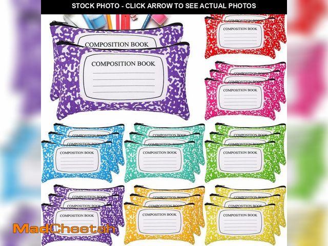 Lot 74-14213416 - Sherr Composition Book Pencil Pouches 8.27 x 4.72 Inch Canvas Zipper Pencil Case Pen Bags Bulk Welco...