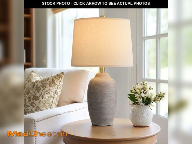 Lot 74-14341268 - Vortether 24.5" Vintage Ceramic Table Lamp Single-Rustic Boho Accent Nightstand Lamps for Bedroom, L...