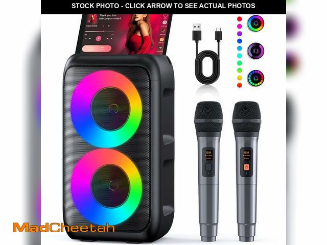 Lot 74-12702386 - Karaoke Machine, Portable Bluetooth Speaker with 2 Wireless Karaoke Microphones, Karaoke Machine for...