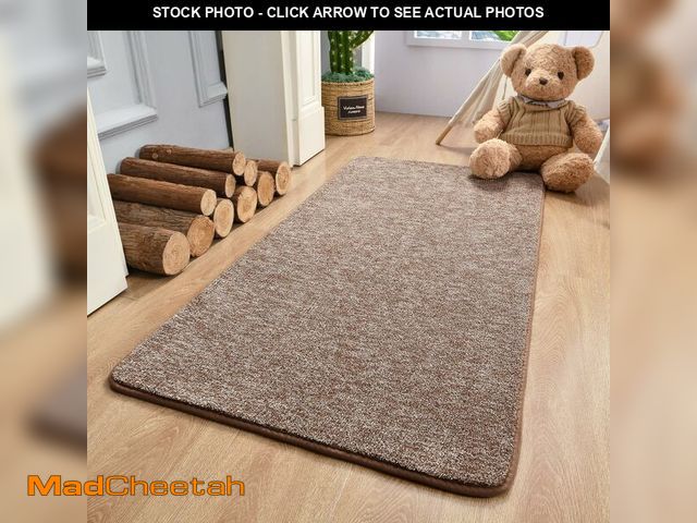 Lot 74-12683285 - Keeko Soft 2x4 Small Runner Rug Brown, Bedside Rugs for Bedroom Indoor Runner Hallway Carpets Non Sl...