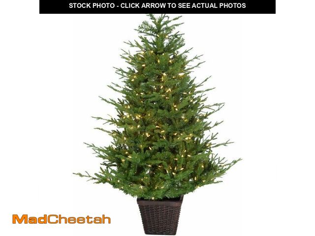 Lot 74-12901920 - Fraser Hill Farm 5-ft. Adirondack Prelit Potted Christmas Tree with Warm White LED Lights, Artificia...