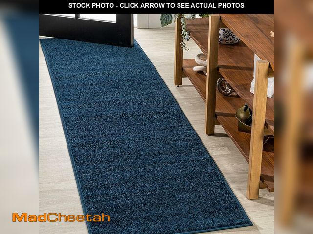 Lot 74-14304985 - JONATHAN Y Haze Solid Low-Pile Navy Runner Rug 2x16, Coastal,Bohemian,Minimalist,Classic, Easy-Clean...