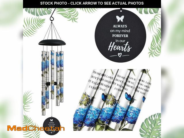 Lot 74-14057444 - Blue Hydrangea Wind Chimes for Outside,Memorial Wind Chimes for Loss of Loved One Mother Father,Memo...