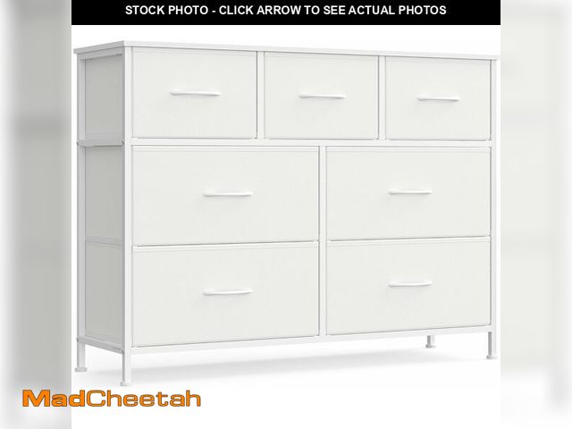 Lot 74-14068382 - SONGMICS Dresser for Bedroom, Chest of Drawers, TV Stand, Steel, MDF, 7 Non-Woven Fabric Drawers, St...