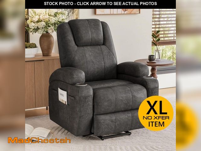 Lot 74-12921234 - LACOO Power Lift Recliner Chair (Leathaire) with Massage for Elderly Ergonomic, Recliner with 2-Cup ...