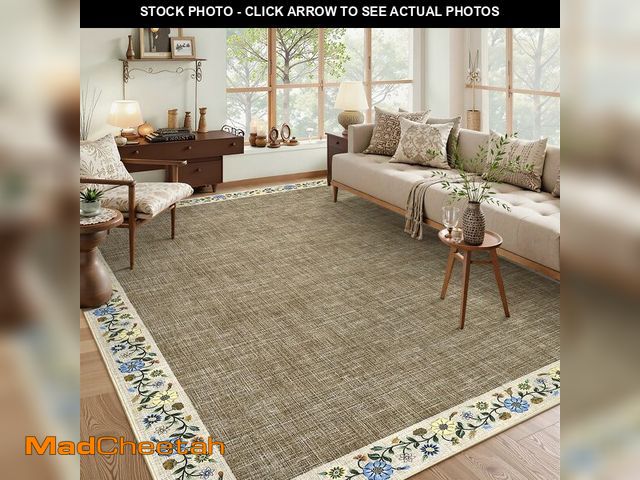 Lot 74-13563946 - GarveeHome Washable Area Rugs for Bedroom 5x7 Living Room Modern Floral Throw Rugs Non-Slip Lightwei...