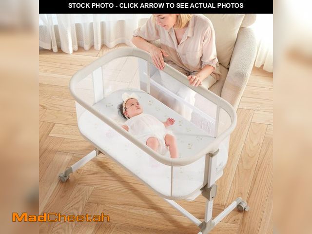 Lot 74-12096166 - Fodoss Baby Bassinets Bedside Sleeper - All Mesh Bedside Bassinet with Wheels, 7 Height Adjustable B...