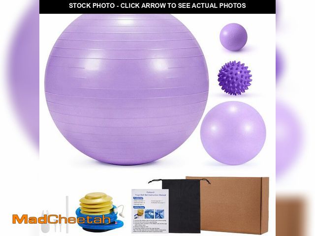Lot 74-13565528 - 4Pcs Yoga Ball Set includes Large and 9in Pilates Balls, Massage &amp; Spiky Ball for Fitness ,Anti-...
