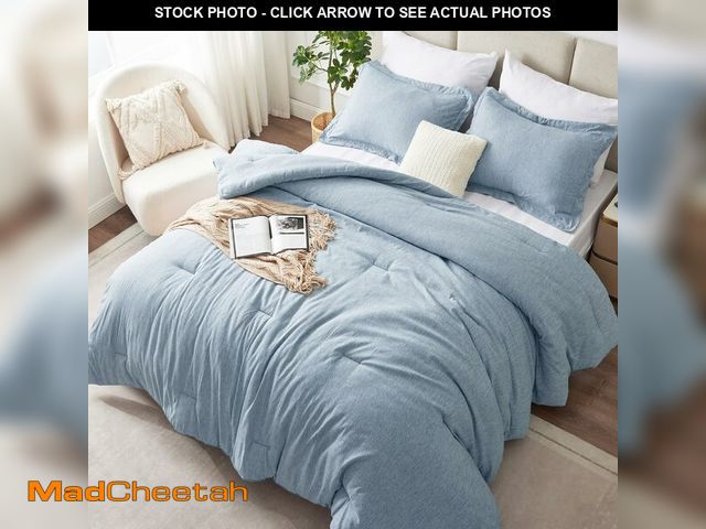 Lot 74-12452259 - CozyLux Queen Size Comforter Set - 3 Pieces Blue Soft Luxury Cationic Dyeing Bedding Comforter for A...