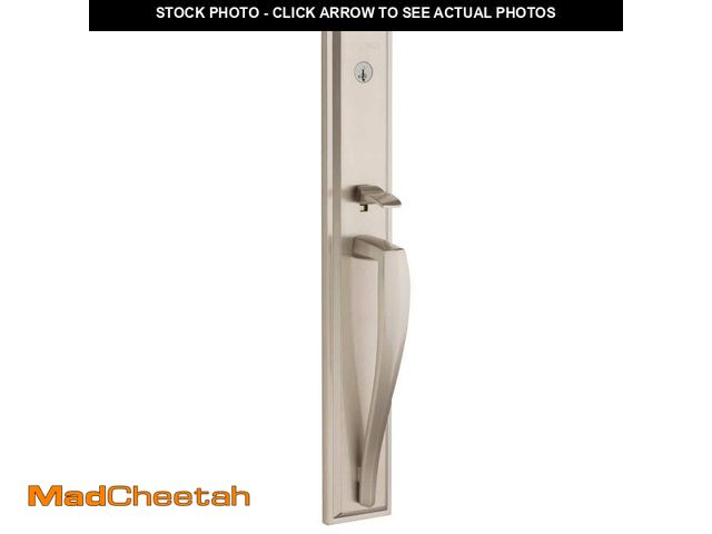 Lot 74-12464838 - Baldwin Torrey Pines Satin Nickel Low Profile Single Cylinder Entry Door Handleset w/ Torrey Door Ha...