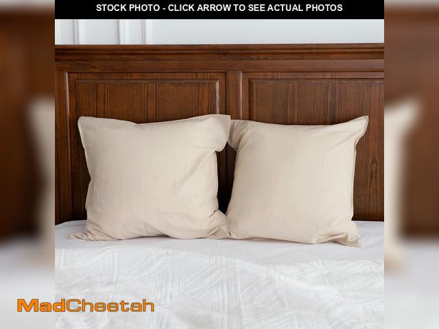 Lot 74-12977787 - Simple&amp;Opulence Linen Euro Shams Basic Style Solid Color 24x24 Inch Pack of 2 Flax Cotton Blend ...