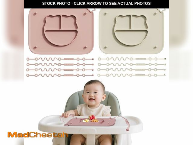 Lot 74-13620941 - 2 Pack Silicone Baby Placemats with Non-Slip Strong Suction Base and Anti-Drop 8 Stretchable Straps,...