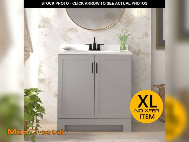 Lot 74-14593261 - Oakley 31 in. Single Sink Pearl Gray Freestanding Bath Vanity with White Cultured Marble Top (Assemb...