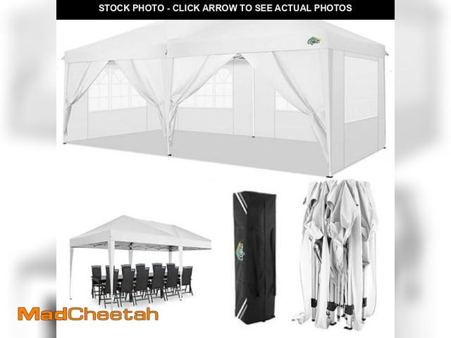 Lot 74-12196342 - COBIZI 10x20 Pop up Canopy Party Tent Outdoor Event Protable Instant Shelter Canopy Gazebo with 6 Re...