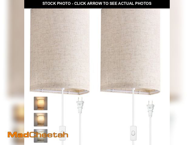 Lot 74-13540397 - AVV Wall Sconces Set of Two, Wall Lamp Plug in with On/Off Switch, 2700K 4000K 5000K Selectable, Wal...