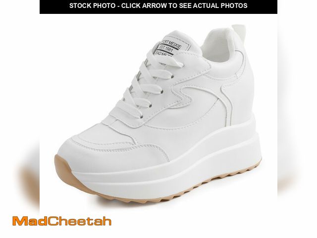 Lot 74-14294479 - AONEGOLD Platform Sneakers High Hidden Heel Sneakers for Women Wedge Leather Upper Fashion Lace up I...