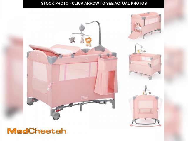 Lot 74-12481461 - HARPPA 5 in 1 Portable Playard and Bassinet Bedside Sleeper for Newborn to Toddler, Unisex, Pink - U...