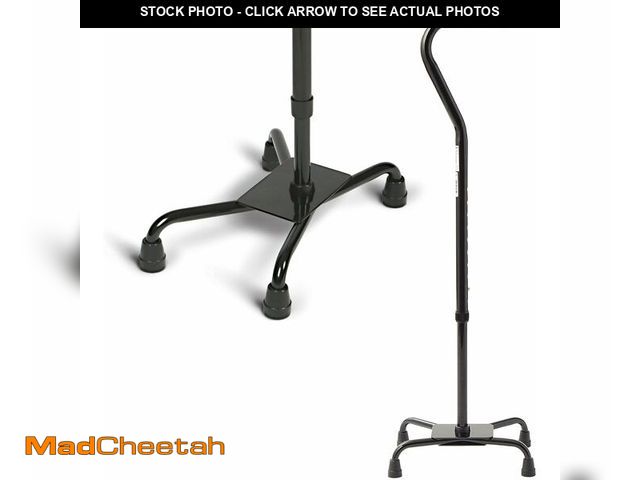 Lot 74-14348883 - Medline Aluminum Quad Cane with Large Base for Balance, Knee Injuries, Leg Surgery Recovery &amp; Mo...
