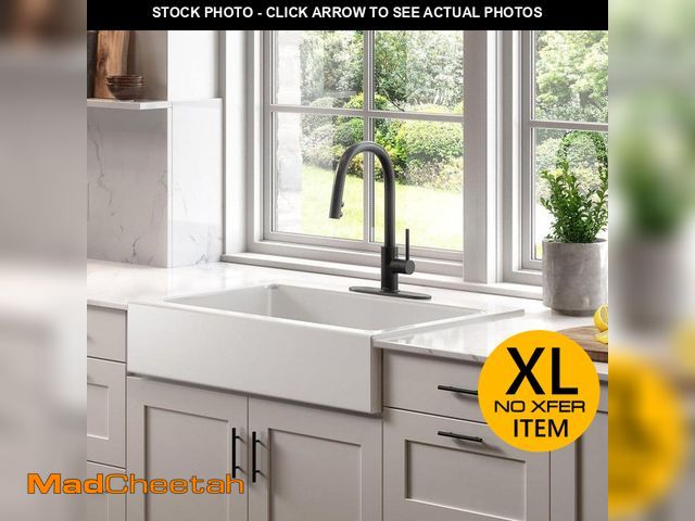 Lot 74-14234095 - SINKOLOGY Josephine 34 in. 3-Hole Quick-Fit Farmhouse/Apron-Front Drop-In Single Bowl Crisp White Fi...