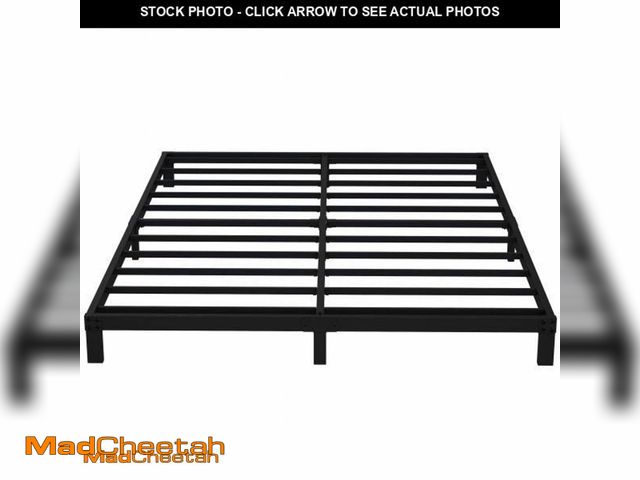 Lot 74-11720042 - (MISSING COVER,HARDWARE) EMODA Queen Bed Frame No Box Spring Needed 6 Inch Heavy Duty Metal Platform...