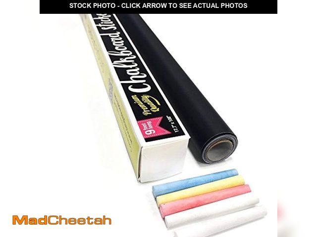 Lot 74-12435782 - Extra Large Chalkboard Peel and Stick Paper 9 Feet roll (108 inches) + (5) Color Chalk Included - by...