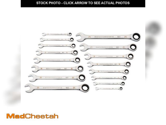 Lot 74-14308704 - GEARWRENCH Metric 90-Tooth Combination Ratcheting Wrench Tool Set (16-Piece) - UNUSED