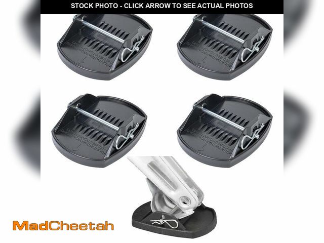 Lot 74-13957209 - 4 Pack Trailer Stabilizer Leg Foot Pads with Locking Pins, Heavy-Duty Anti-Sink Base for Camper, Tra...