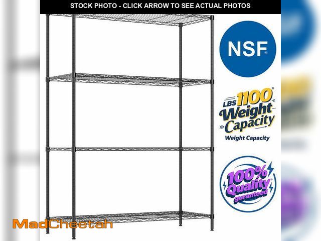 Lot 74-13818942 - Ktaxon 4-Tier Metal Shelving Unit, Adjustable Shelf Organizer for Garage Kitchen, Storage Rack Capac...