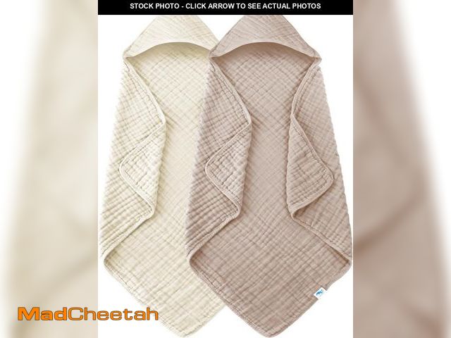 Lot 74-12332300 - SWEET DOLPHIN Muslin Hooded Baby Bath Towels - 2 Pack 100% Cotton Towel for Babies, Infants, Toddler...