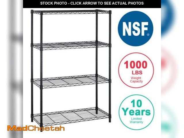 Lot 74-12144561 - BestOffice 4 Shelf Wire Shelving Unit Garage NSF Wire Shelf Metal Storage Shelves Heavy Duty Height ...