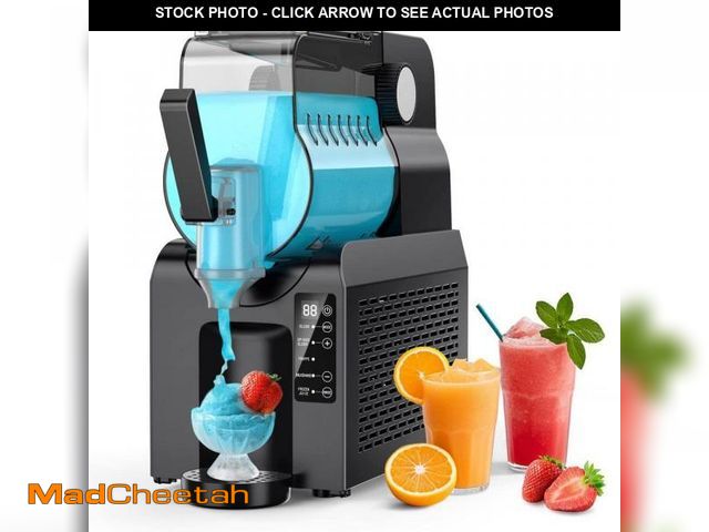 Lot 74-12032070 - Denjol 88 oz. Black Snow Cone Machine Frozen Drink Maker with 5 Preset Programs and Self-Cleaning Fu...