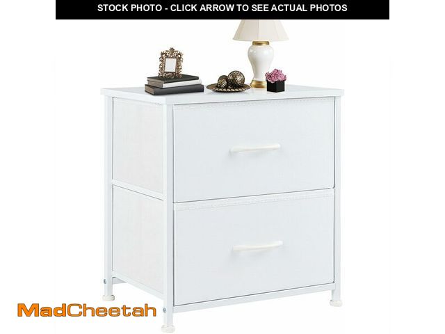 Lot 74-12760073 - DUMOS Nightstand Small Dresser with 2 Fabric Drawers Side Tables Bedroom End Table Kids Bedside Stor...